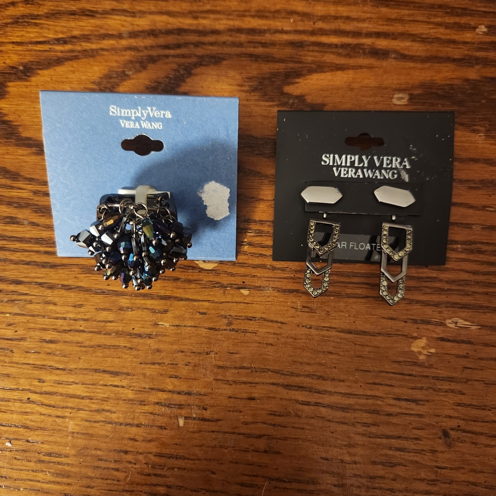 Simply Vera Vera Wang Black and Silver Earring Duo